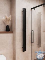 Полотенцесушитель электрический Terminus Tres 15х160 квадратная (с возможностью скрытого подключения) (черный матовый)