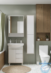 Шкаф-колонна Акватон Рико белый/ясень фабрик