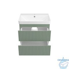 Тумба подвесная Brevita Victory 60 зеленый с раковиной Dreja Luxury 60