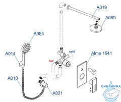 Душевая система Wasserkraft 300 1 режим A16069 (хром)