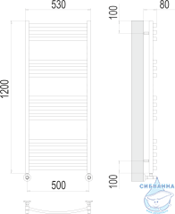 Полотенцесушитель водяной Terminus Палермо П15 50х120 (нижнее подключение)