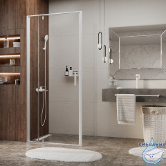 Душевое ограждение Wasserkraft Neime 90x90 19P03 профиль белый, стекло прозрачный (без поддона)