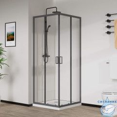 Душевое ограждение Vincea City 100x90 профиль вороненая сталь, стекло прозрачное VSS-5CT9010CLGM