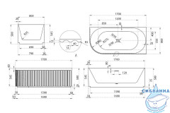 Акриловая ванна Abber 170х80 AB9412-1.7 R