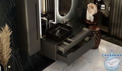 Тумба под раковину Jorno Shine 100 см Shi.01.100/P/A антрацит