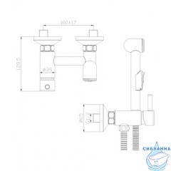 Встраиваемый смеситель с гигиеническим душем Rossinka X25-53 (хром)