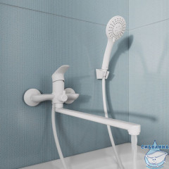 Смеситель для ванны с длинными изливом, белый матовый, Rora, Milardo, RORWT00M10