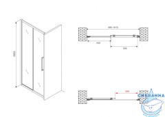 Дверь в нишу ABBER Schwarzer Diamant AG30100BH 100x195 профиль черный, стекло прозрачное