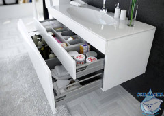 Тумба  Aqwella Clarberg Papyrus wood 120 белый глянец с раковиной Elegance 120