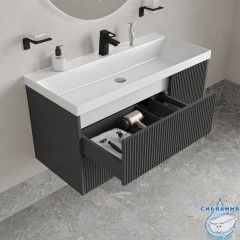 Тумба с умывальником подвесная, 100 см, темно-серый, Билд (Bild) 2.0, IDDIS, BIL10G1i95K подходит умыв. 4511000i28