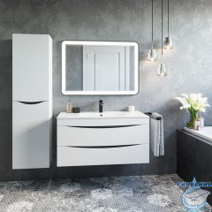 Тумба с умывальником, подвесная, 100 см, белая, Cloud, IDDIS, CLO10W1i95K