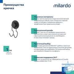 Крючок, проволока стальная, черный матовый, Easy, Milardo, EASBWS0M41