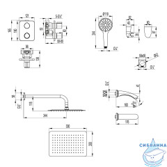 Душевая система Lemark Bronx 300 1 режим LM3742BL (черный матовый)
