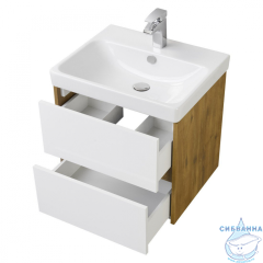 Тумба Акватон Сканди 70 белый/дуб рустикальный, с раковиной Адриана 70