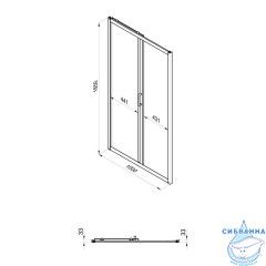 Дверь в нишу Тритон Слайд 100х185 профиль хром, стекло полосы