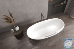 Ванна из искусственного камня ABBER Stein 170x85 AS9631 белая матовая