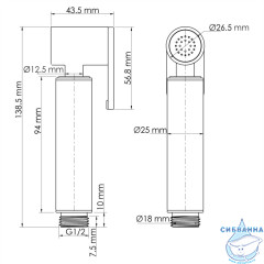 Гигиеническая лейка Wasserkraft A232 (белый матовый)