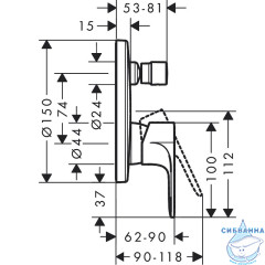 Смеситель для ванны встраиваемый Hansgrohe Rebris E 72468670 (черный матовый)