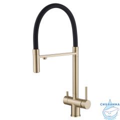 Смеситель для кухни Abber Wasser Kreis AF81141G (золото матовое/черный)