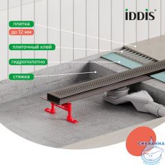 Лоток душевой, сифон 360, комбинированный затвор, перфор. решетка, 500мм, графит, IDDIS, 975B5GM20DZ