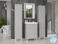 Тумба напольная Brevita Victory 60 серый с раковиной Dreja Luxury 60