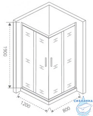 Душевое ограждение Bas Cofe CR-120-80-C-B профиль черный, стекло прозрачное (без поддона)
