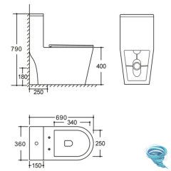 Унитаз моноблок напольный безободковый со смывом торнадо Calypso CS4638UQ-OK с бачком и сиденьем Soft Close (микролифт)