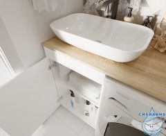 Тумба 1Marka Wash 50 белый со столешницей Wash 110 L белый глянец и раковиной  Roll 53