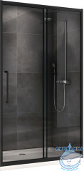 Дверь в нишу ABBER Schwarzer Diamant AG30180BH 180x195 профиль черный, стекло прозрачное
