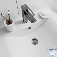 Выпуск для умывальника с переливом, графит, Slide, IDDIS,SLIGM00i88