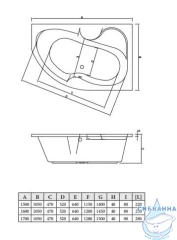 Акриловая ванна C-BATH Atlas 150х105 R с каркасом