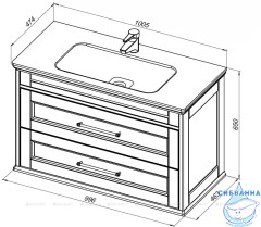 Тумба Aquanet Бостон М 100 с раковиной Бостон 100 белый матовый