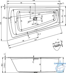 Акриловая ванна Riho Still Smart 170x110 R с каркасом
