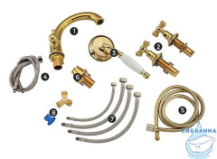 Смеситель для ванны на борт Gappo G1189-6 с аксессуарами (золото)