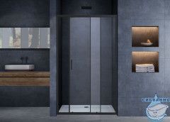 Дверь в нишу Vincea Альфа 110 профиль черный, стекло прозрачное VDS-3AL110CLB
