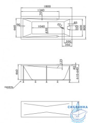 Акриловая ванна 1Marka Raguza 180x80 с каркасом