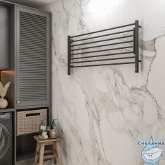 Полотенцесушитель электрический Terminus Горизонт П8 60х120 (с возможностью скрытого подключения, подключение справа) (черный муар)