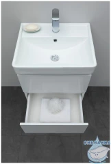 Тумба Aquanet Вега 50 с раковиной Aquanet Ирис 50 белый глянцевый