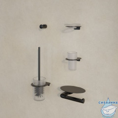 Бумагодержатель с овальной полкой, нержавеющая сталь, NOА, черный матовый, IDDIS,NOABL00i43