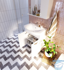 Тумба напольная 1Marka Вита 65 (2 дверки) с раковиной Балтика 65 белый глянец