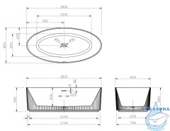 Акриловая ванна ABBER AB9327 180х85 с каркасом