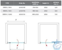 Дверь в нишу Roltechnik OBDO1 90 профиль хром, стекло прозрачное 4000709