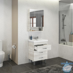 Тумба напольная Comforty Никосия 60Н дуб белый с раковиной Fest 60