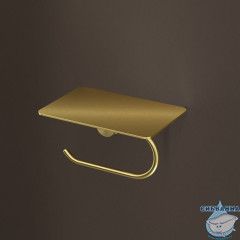 Бумагодержатель с полкой, нержавеющая сталь, Дюна (Duna), золото матовое, IDDIS, DUNMGC0i43