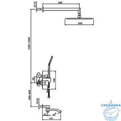 Душевая система Gappo G7107 300 1 режим (хром)