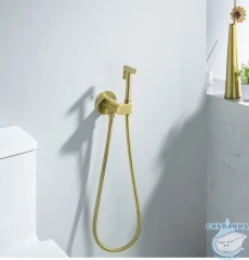 Смеситель с гигиеническим душем Aquatek Оберон AQ1024BG (золото шлифованное)