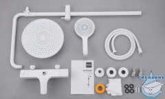 Душевая стойка ABBER Thermostat AF8516FWL с термостатом и изливом, белый матовый