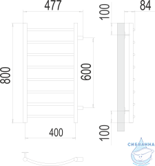 Полотенцесушитель водяной Terminus Классик П8 40х80 (боковое подключение 60 см)