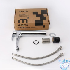 Смеситель для настольного  умывальника, глянцевый хром, Rora, Milardo, RORSB01M01