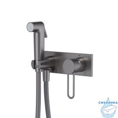 Встраиваемый смеситель с гигиеническим душем с защитным клапаном, графит матовый,  Duna, IDDIS, DUNGMV0i08
